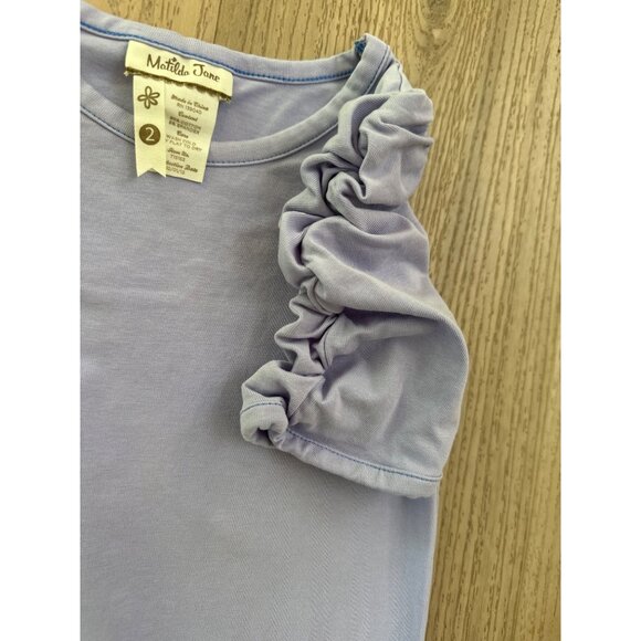 Matilda Jane Girls Lilac Periwinkle Short Sleeve Ruched Top Size 2 Cotton Blend - Picture 3 of 4